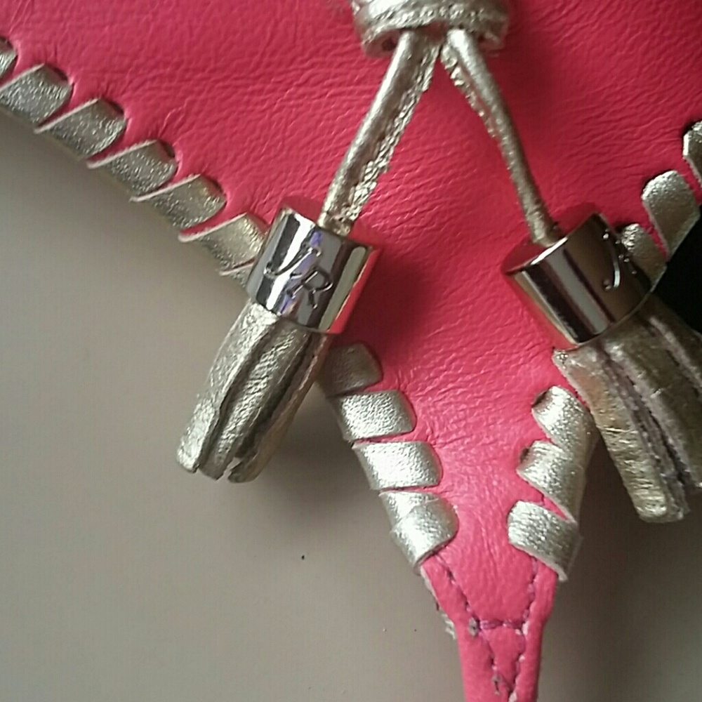 Jack Rogers Alana Pink Gold Tassel Thong Sandals - Picture 6 of 8